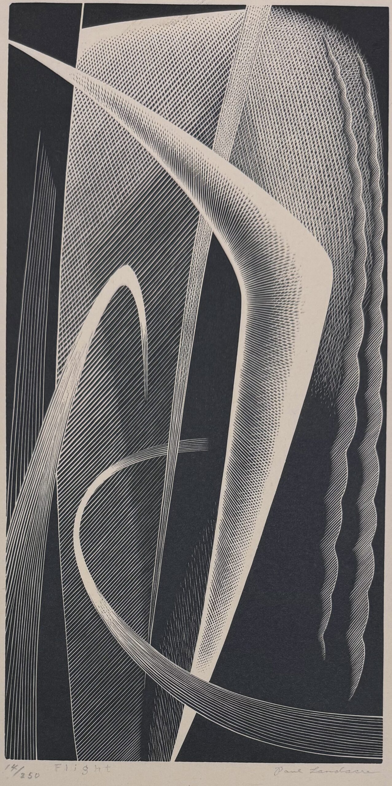 Image of wood engraving of abstract shapes.