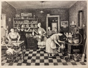 Doris Lee's "Thanksgiving" 1942, an original signed and titled lithograph. For Sale
