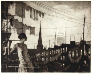 Martin Lewis, "Glow of the City", 1929 Original signed print for sale.
