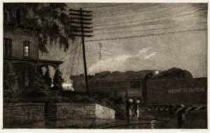 Martin Lewis, "The Passing Freight, Danbury", 1934 Original signed print for sale.