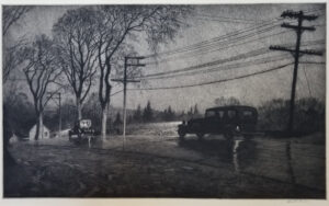 Wet Night, Route 6 by Martin Lewis. Original signed print for sale.