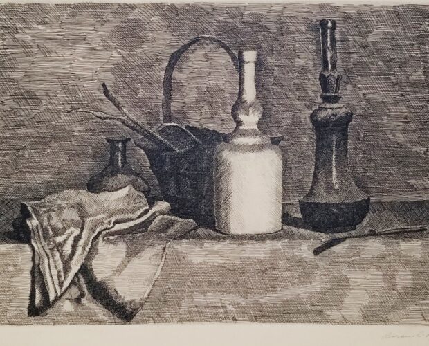 Giorgio Morandi, still life etching