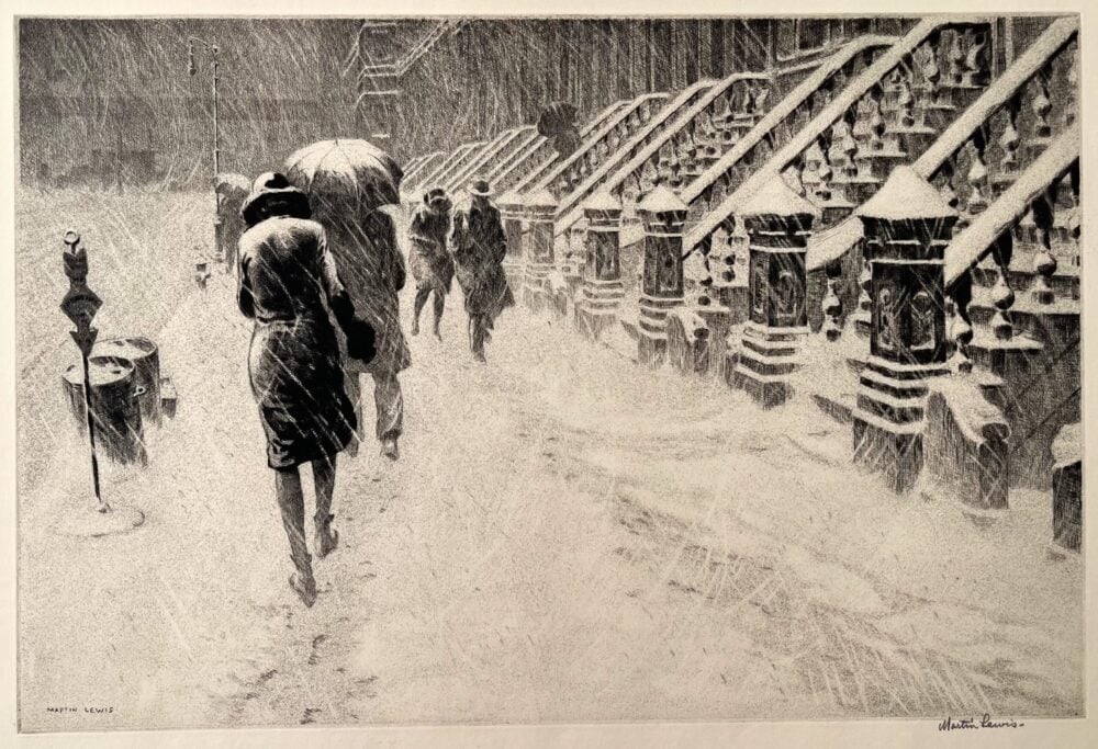 Martin Lewis, Stoops in Snow, 1930