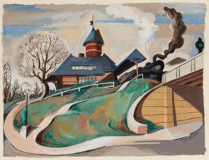Benton Spruance, "Late Departure" 1933, an original painting for sale.